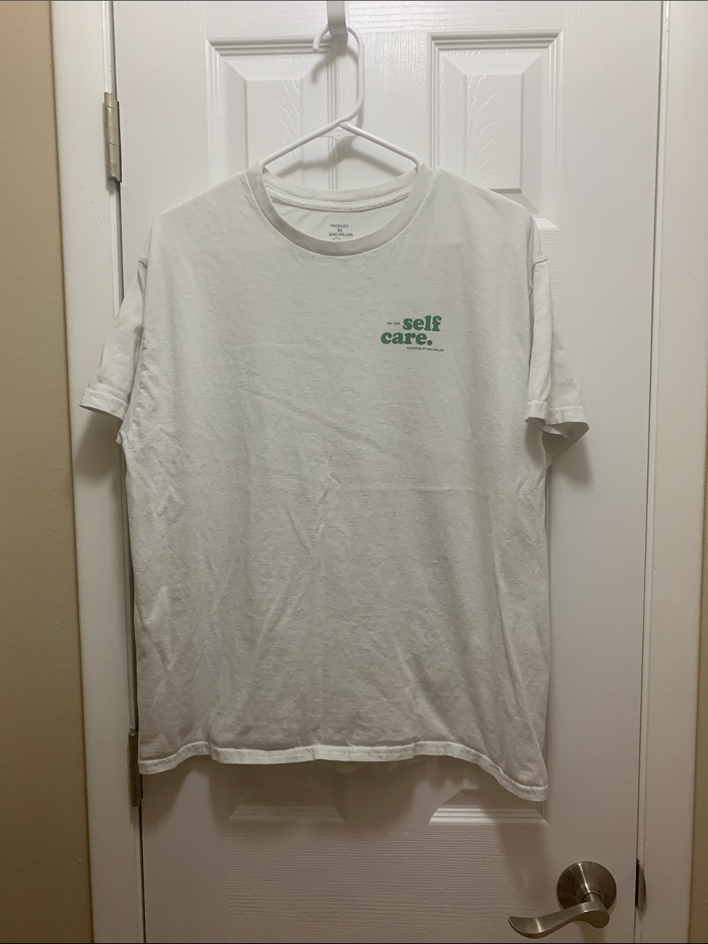 Men's White 'self care.' Graphic Crew Neck T-Shirt